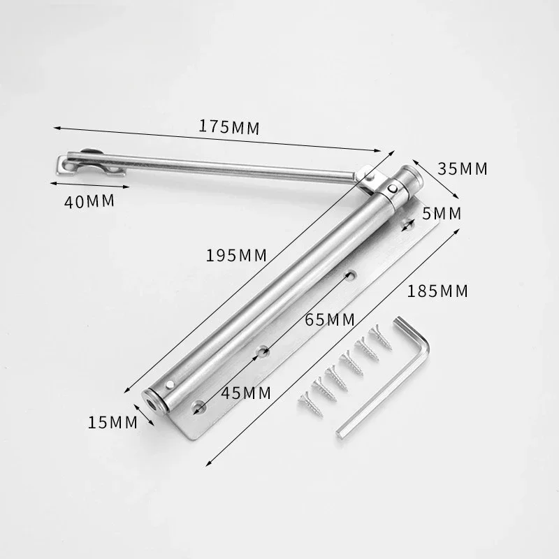 Adjustable Auto Close Door Closure Aluminum Alloy Automatic Gate Closer Outdoor Spring Fire-proof Soft Duty Heavy Hardware