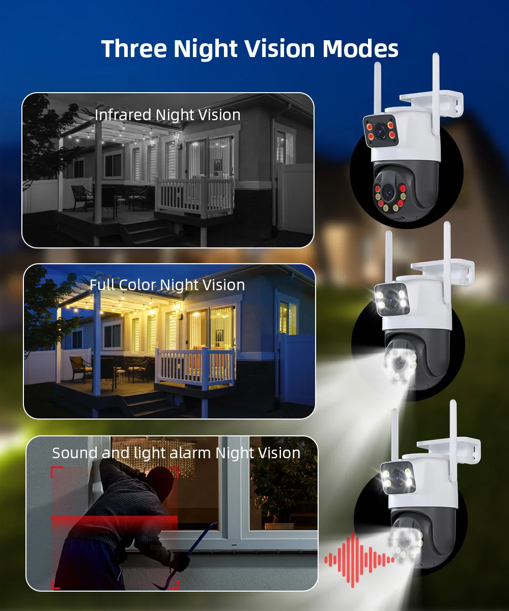 Wifi Surveillance Camera Outdoor PTZ Security Camera 8MP Dual lens 4X Digital Zoom AI Auto Tracking Humanoid Detection