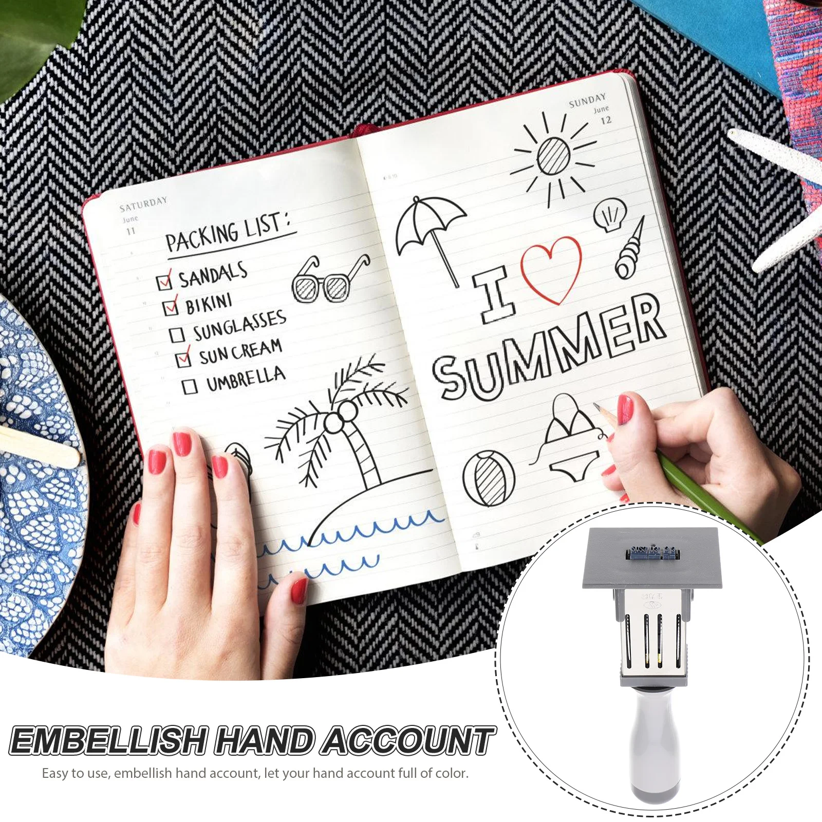 Date Stamp Material Daily Use Handheld Stamper Portable Multipurpose File Accessory Silver Handle Time Office