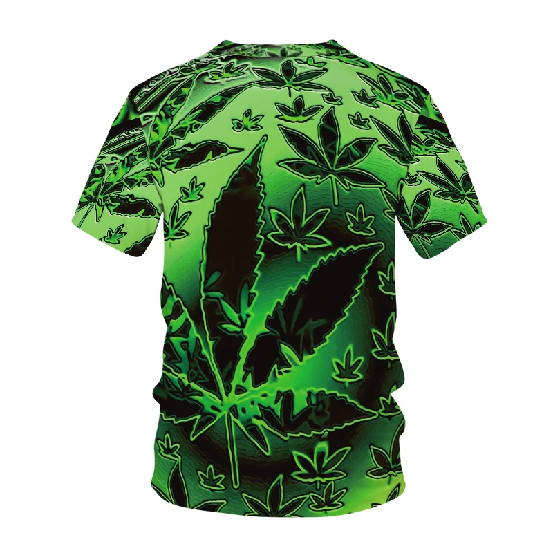 2023 New Green Hemp Leaf T Shirts Weed 3D Printed Men Women Harajuku Tshirt Boy Girl Hip Hop Casual Fashion Oversized Tops Tees