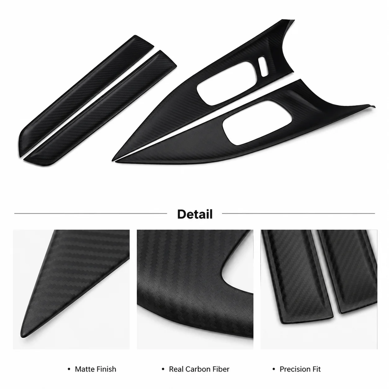 4Pcs Set of Gloss/Matte Genuine Dry Carbon Fiber Interior Door Handle Panels for 2023+ Acura Integra (Models with Memory Seats).