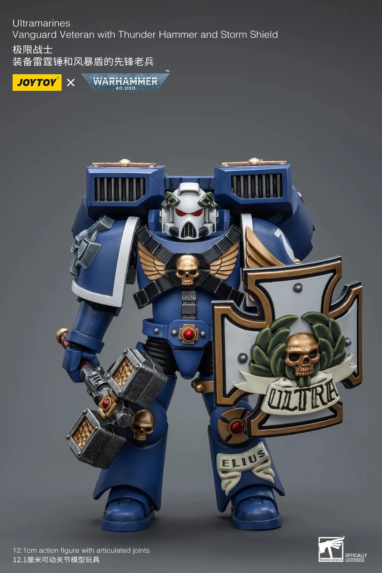 【Accessories】JOYTOY Warhammer 40K 1/18 Action Figure Ultramarines Vanguard Veteran with Thunder Hammer and Storm Shield ModelToy