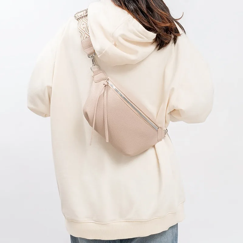 Girls' chest bag leisure diagonal bag niche large-capacity popular pleated zipper niche ins shoulder bags