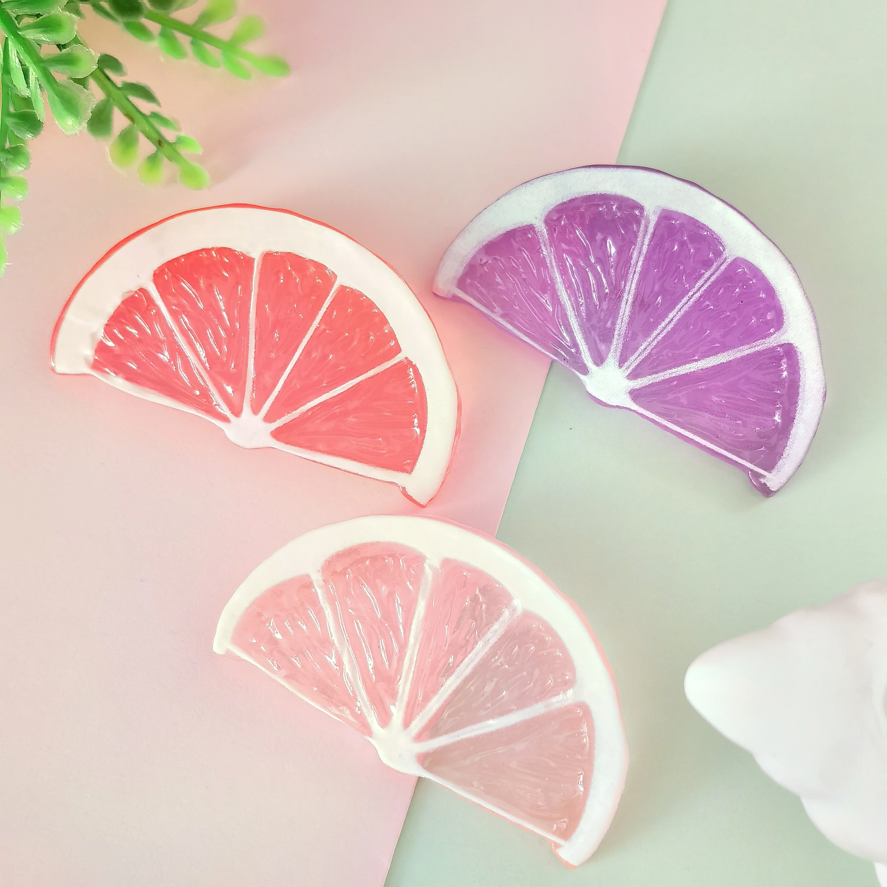 Transparency Colorful Simulation Fruit Lemon Slice Flatback Resin Cabochon For Hair Bows Center DIY Jewelry Accessories