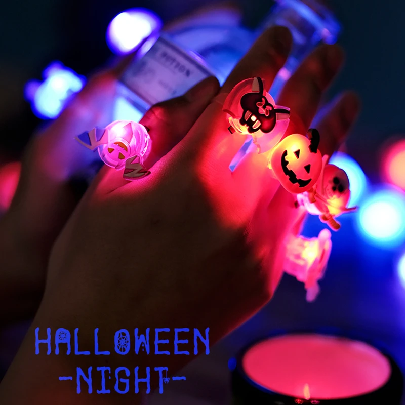 5 Stuks Nieuwe Halloween Flash Ring Partij Rekwisieten Gloeiende Pompoen Schedel Spin Ring Halloween Decor Kids Verkleden Speelgoed Spelen In De Nacht