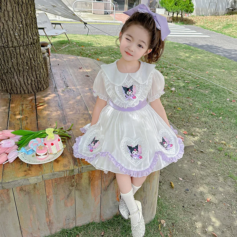 

2024 Summer New Girl Cartoon Kuromi Princess Lolita Skirt breathable fabric designer designed foreign girl party cartoon dress.