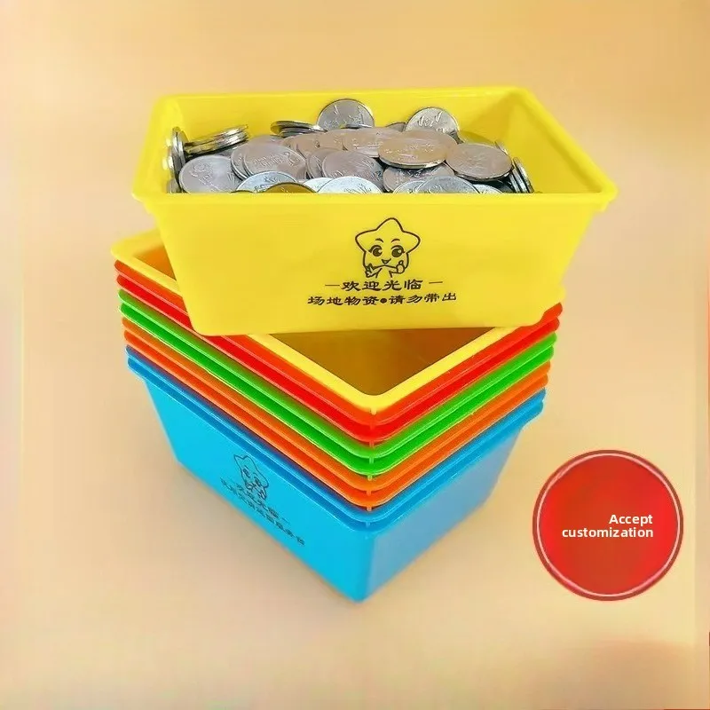 Durable Arcade Coin Basket with Warning Sign for Game Tokens Large Capacity and Shockproof Coin Operated Games