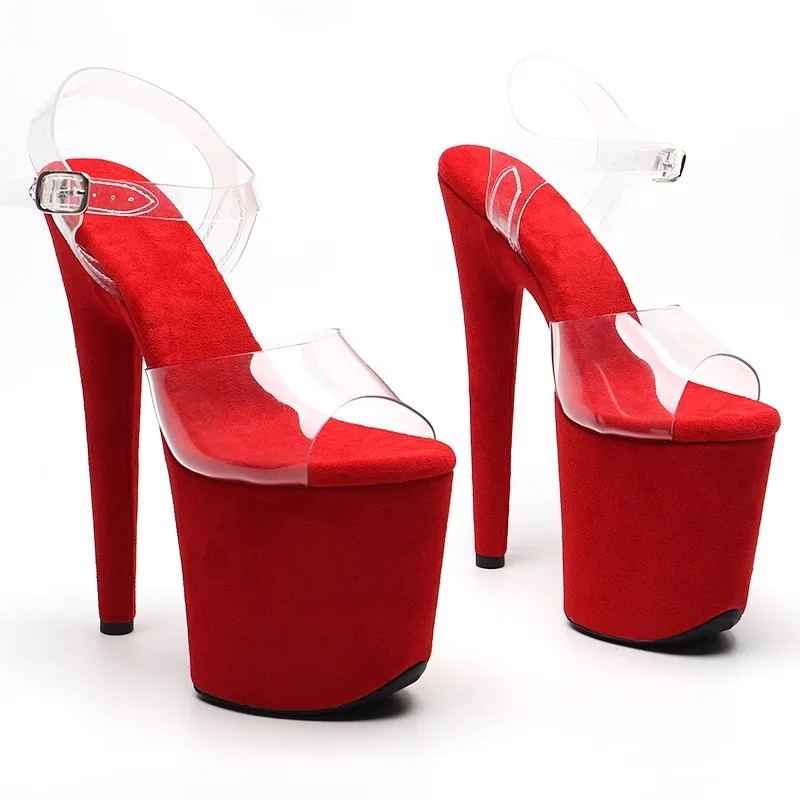 

Model Shows Wome Fashion 20CM/8inches PVC Upper Platform Sexy High Heels Sandals Pole Dance Shoes 325