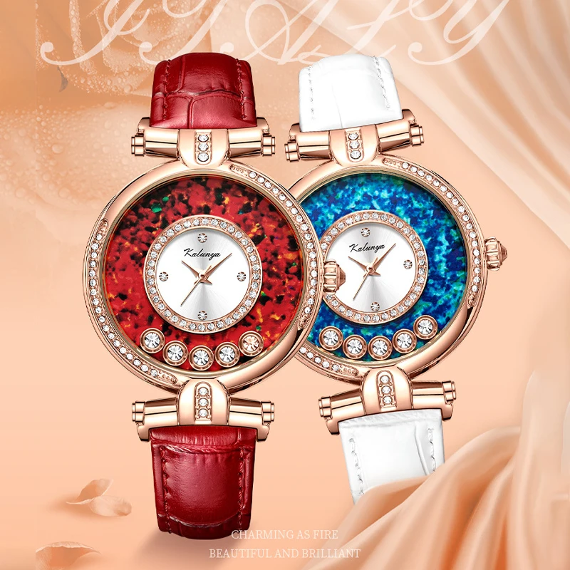 Orologio al quarzo alla moda da donna serie Rose cinturino in pelle impermeabile di alta qualità