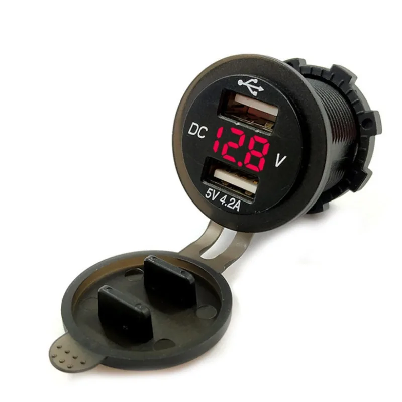 Mini Dual USB Car Charger 4.2A with Voltage Display, Compact Fast Charger for Car