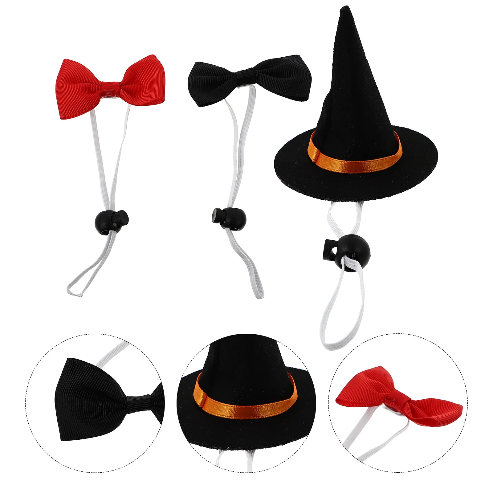 

1Set Pet Witch Hat Bowtie Decorative Halloween Costume Accessory Lightweight Adjustable for Cats Dogs Festival Party