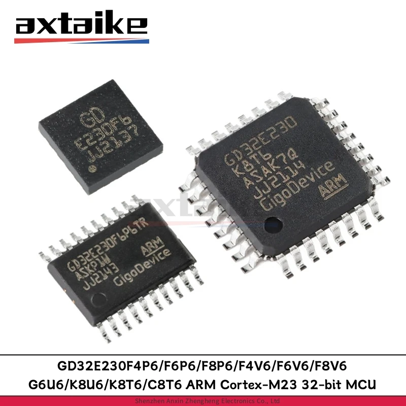 5PCS GD32E230 F4P6 F6P6 F8P6 F4V6 F6V6 F8V6 G6U6 K8U6 K8T6 C8T6 TSSOP20 LGA20 QFN28/32 LQFP32/48 ARM Cortex-M23 32-bit MCU IC