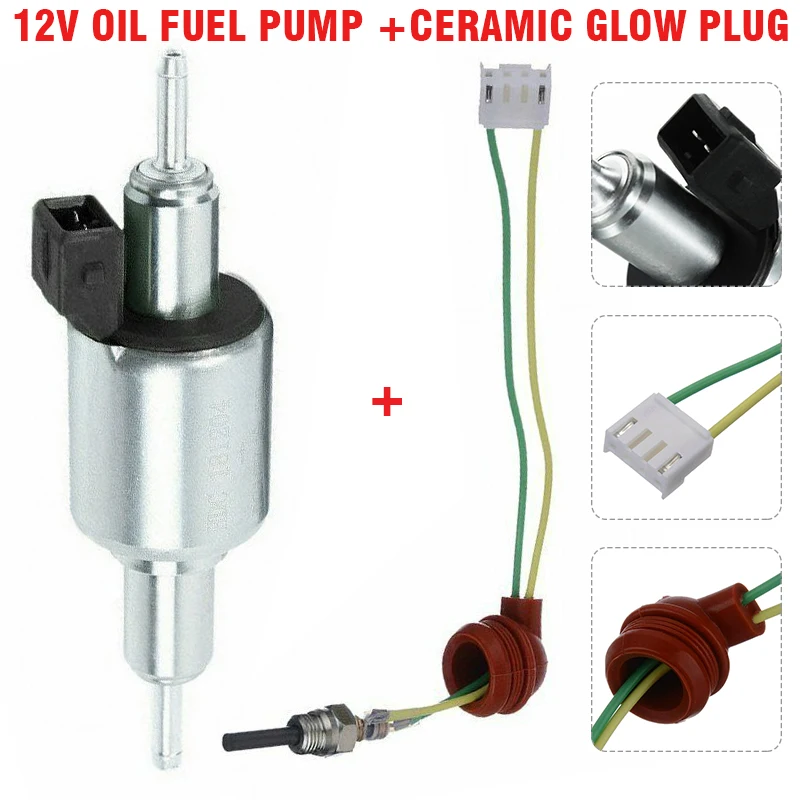 

Air Diesel Parking Heater Oil Fuel Pump 12V + Ceramic Glow plug 12V pulse oil pump set For 2KW to 5KW Webasto Eberspacher