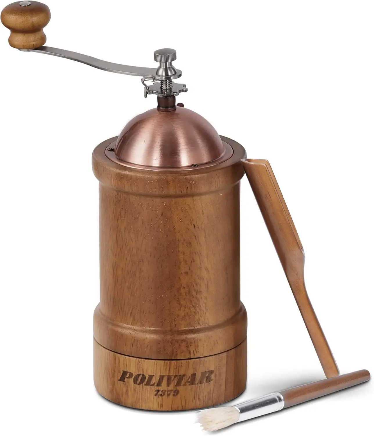 

Adjustable Ceramic Burr Manual Coffee Grinder, Vintage Wooden Design with Large Capacity and Accessories