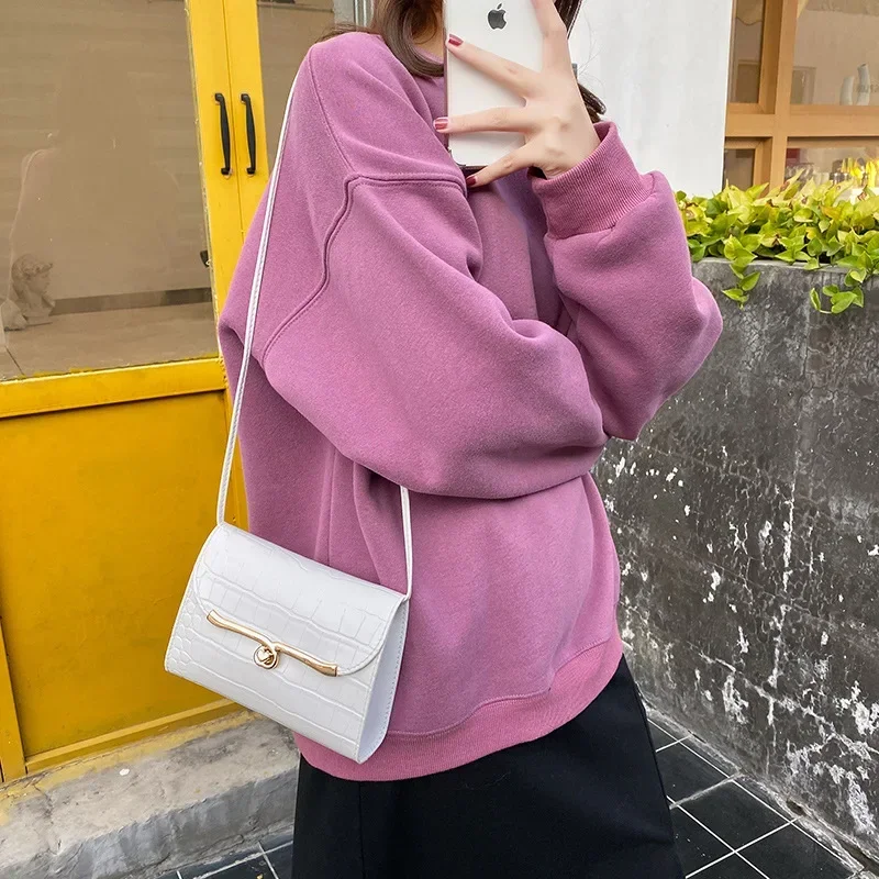 2023 Winter Korean Pattern Color Matching Lock Buckle Small Square Bag One Shoulder Diagonal Cross Candy Color Mobile Phone Bags