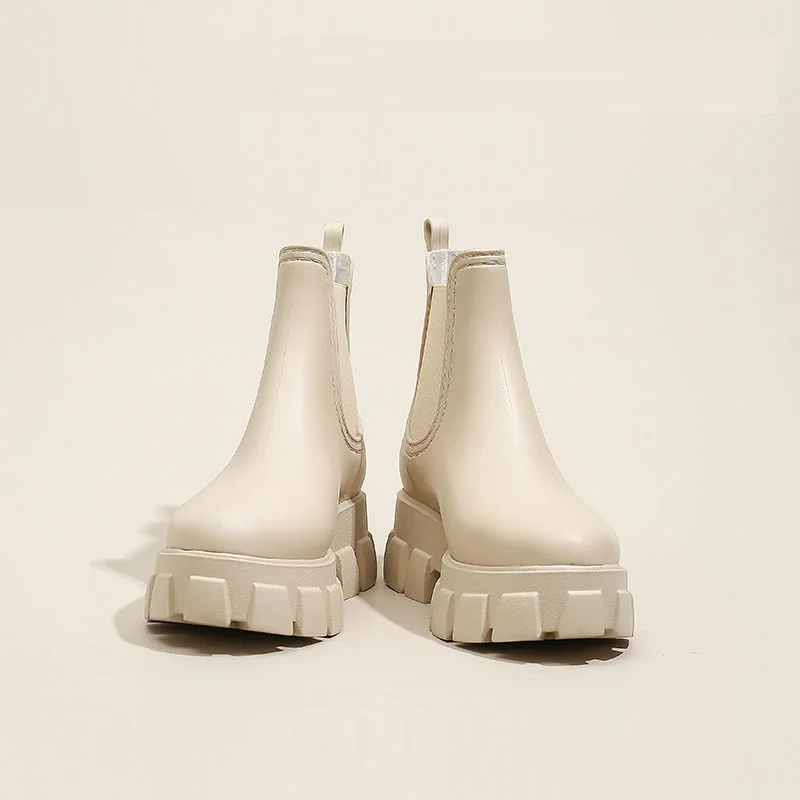 Waterproof Chelsea Boots Women's Fashion Rain Shoes Ladies Low Heel Rainshoes Woman Platform Ankle Boot Female Booties Galoshes