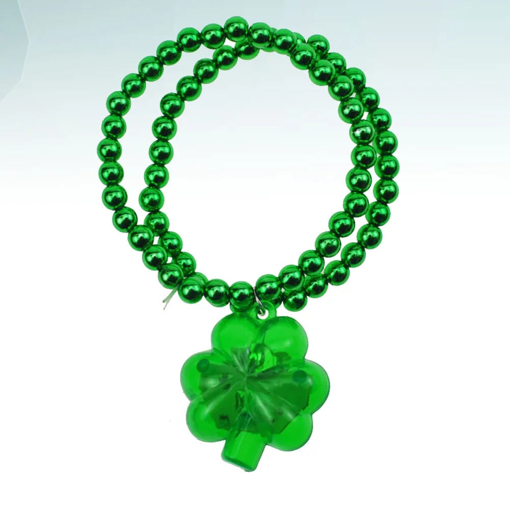 

Clover Bracelet Eye-catching Luminous Jewelry Green Color Bead Wrist Straps Party Patrick Day Wristbands