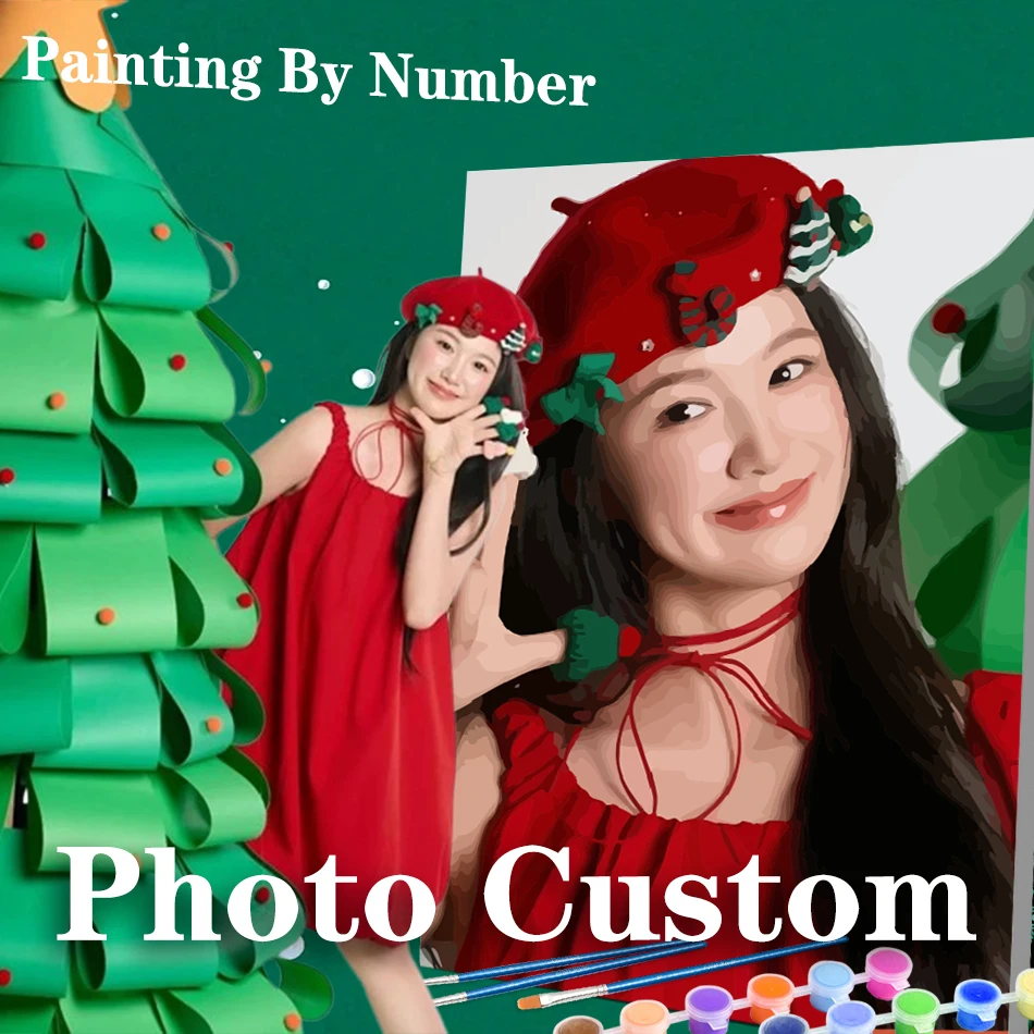 24/36/48 Color Personalised Custom Photo Painting By Numbers Kits Couples Christmas Hand Painted Diy Gift Home Wall Decoration
