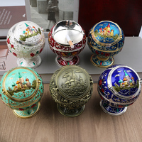 Father's day gift Creative Spherical Ashtray Retro Castle Rose Enamel With Lid Anti Fly Ash Ashtray for Business Gifts