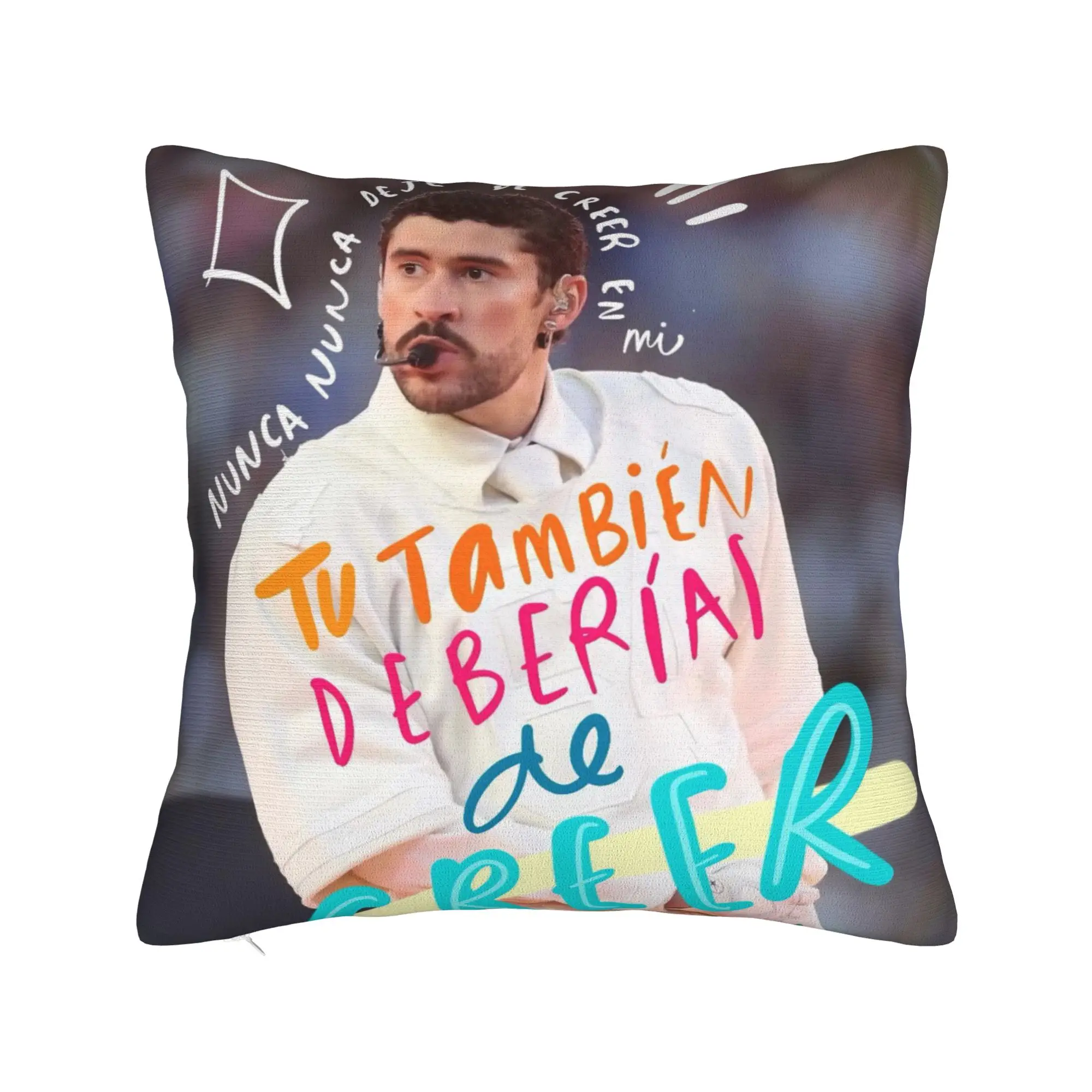 Decorative Pillow Cover Bad Bunny DTMF Tour 2026 Merchandise Chair  Throw Pillow Case Cover Zipper Multiple Sizes