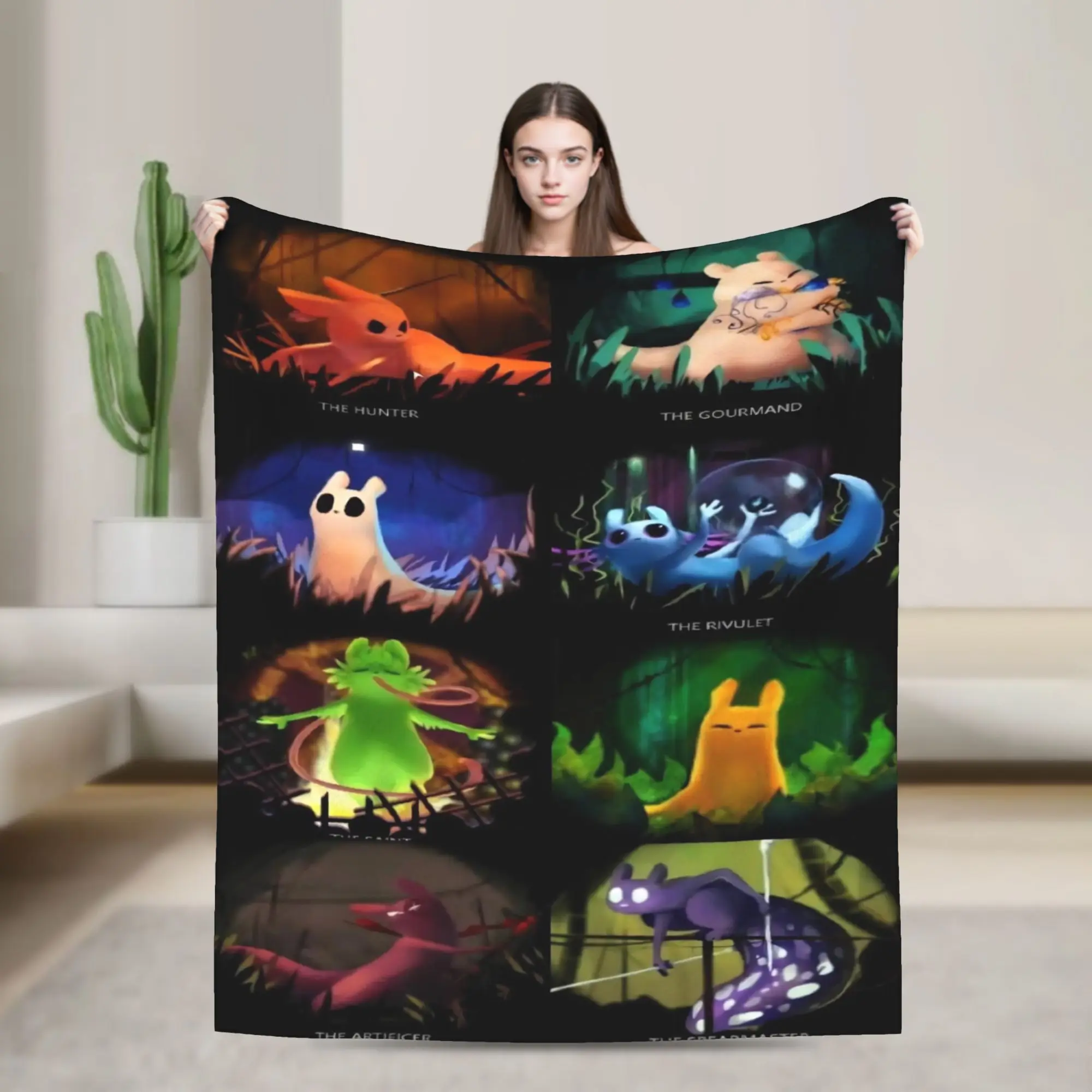 Funny Rain World Slugcat Hunter Gourmand Rivulet Saint Artificer Spearmaster Blankets  Thin Flannel  Relax Throw Blankets