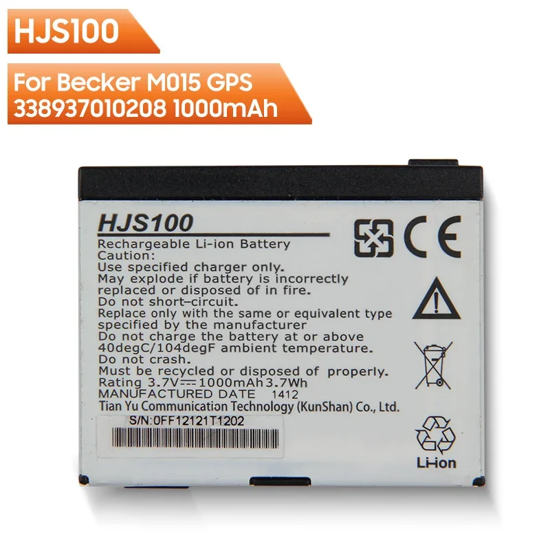 HJS100 Replacement Battery For Becker HJS100 HJS-100 M015 GPS 338937010208 Rechargavle Battery 1000mAh