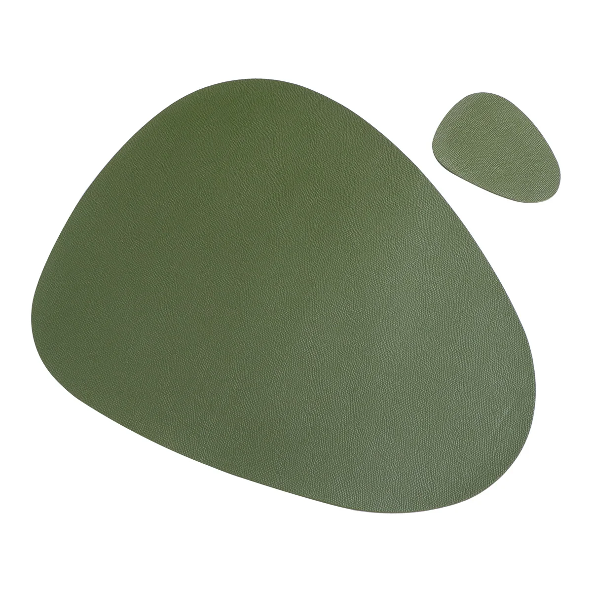 

2Pcs Nordic PU Placemats Coasters Set Green Waterproof Heat Resistant Table Mats Non-Slip Cup Mats for Dining