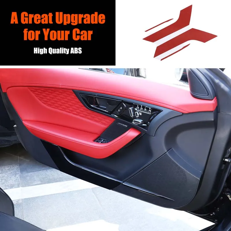 For 13+ Jaguar F-TYPE door anti-kick panel stickers, car door protective decorative stickers, Epoxy/Gloss Black (Soft) 4PCS