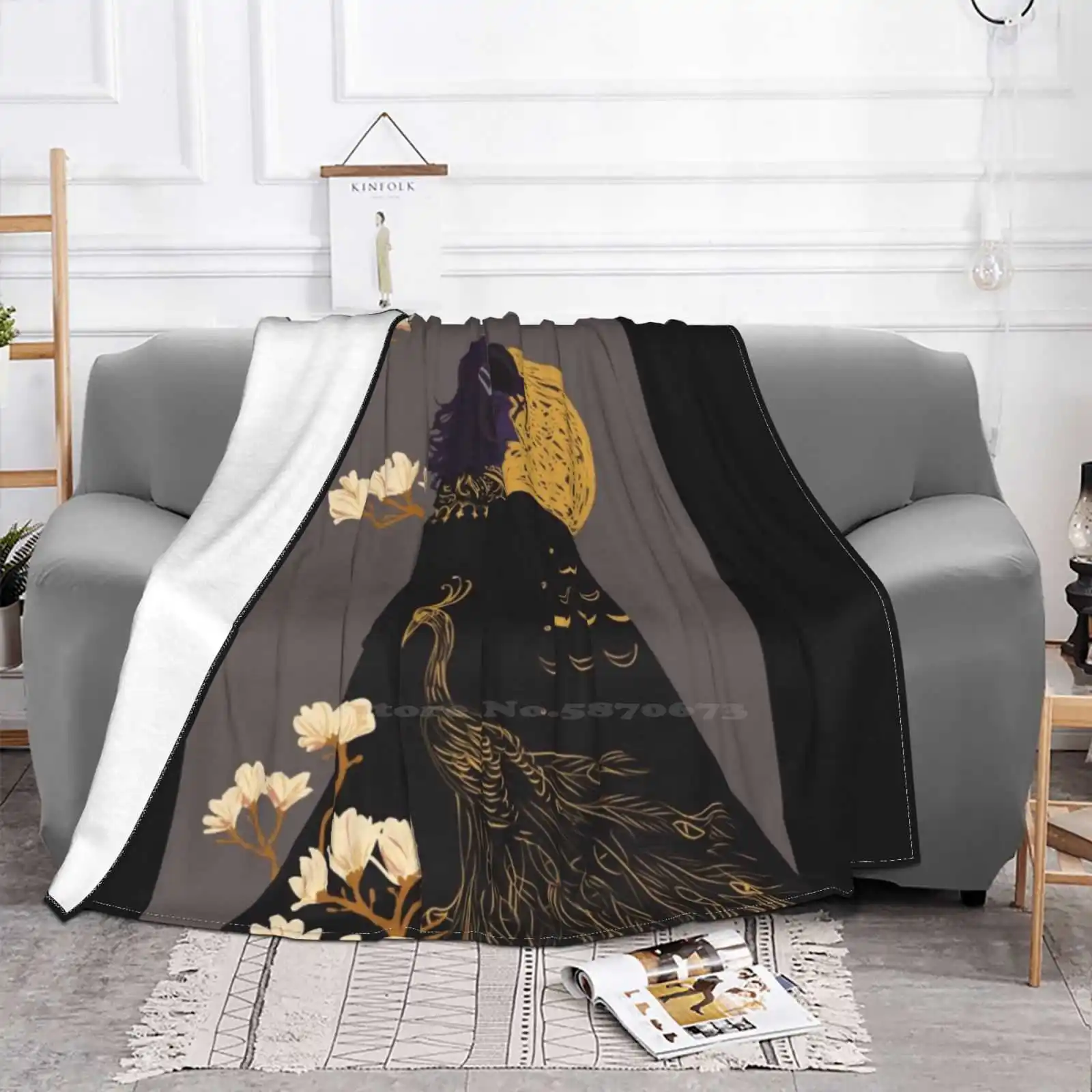 Mollymauk 01 For Home Sofa Bed Camping Car Plane Travel Portable Blanket Mollymauk And Dnd Aesthetic Flowers Magnolia