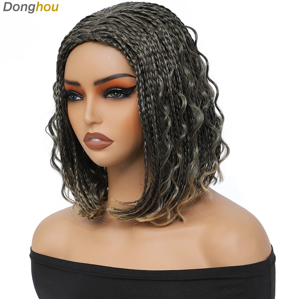 

Short Bob Braided Wigs for Black Women Ombre Blonde T27 30 Bug 1B 4 Colors Box Braided perruque Bob Synthetic Wig High Quality