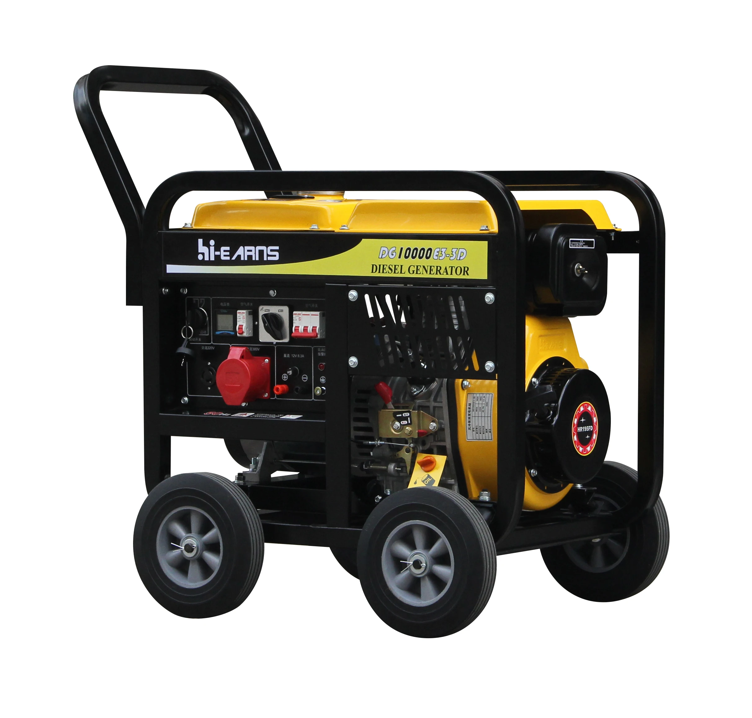 New type 7KW 7.5KW open portable type equal power 195F engine die·sel generator with 10inch wheels and handle