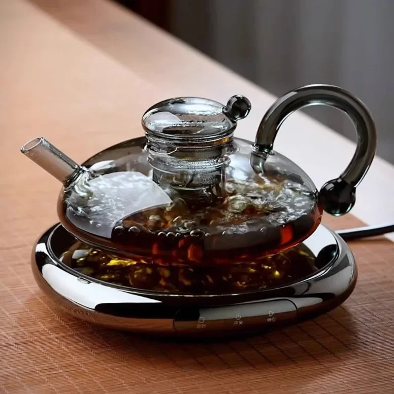 New Transparent Black Glass Teapot Glass Tea Set High Temperature Resistant Filter Tea Kettle