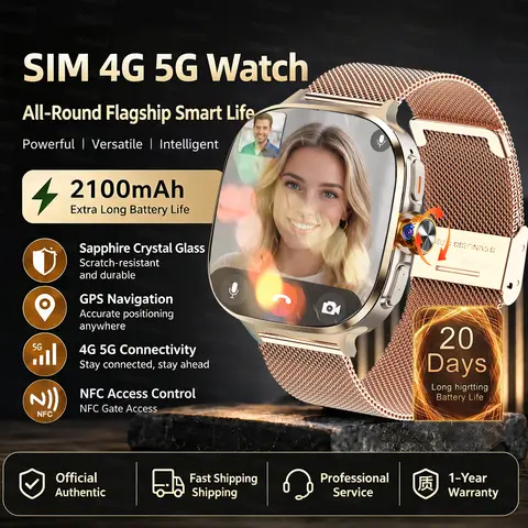 SIM Smartwatch Android 10 8GB+128GB RAM 4G/3G Smart Watch AMOLED 2100mah Battery 900W Camera GPS WIFI Google APPS Download 2.40"