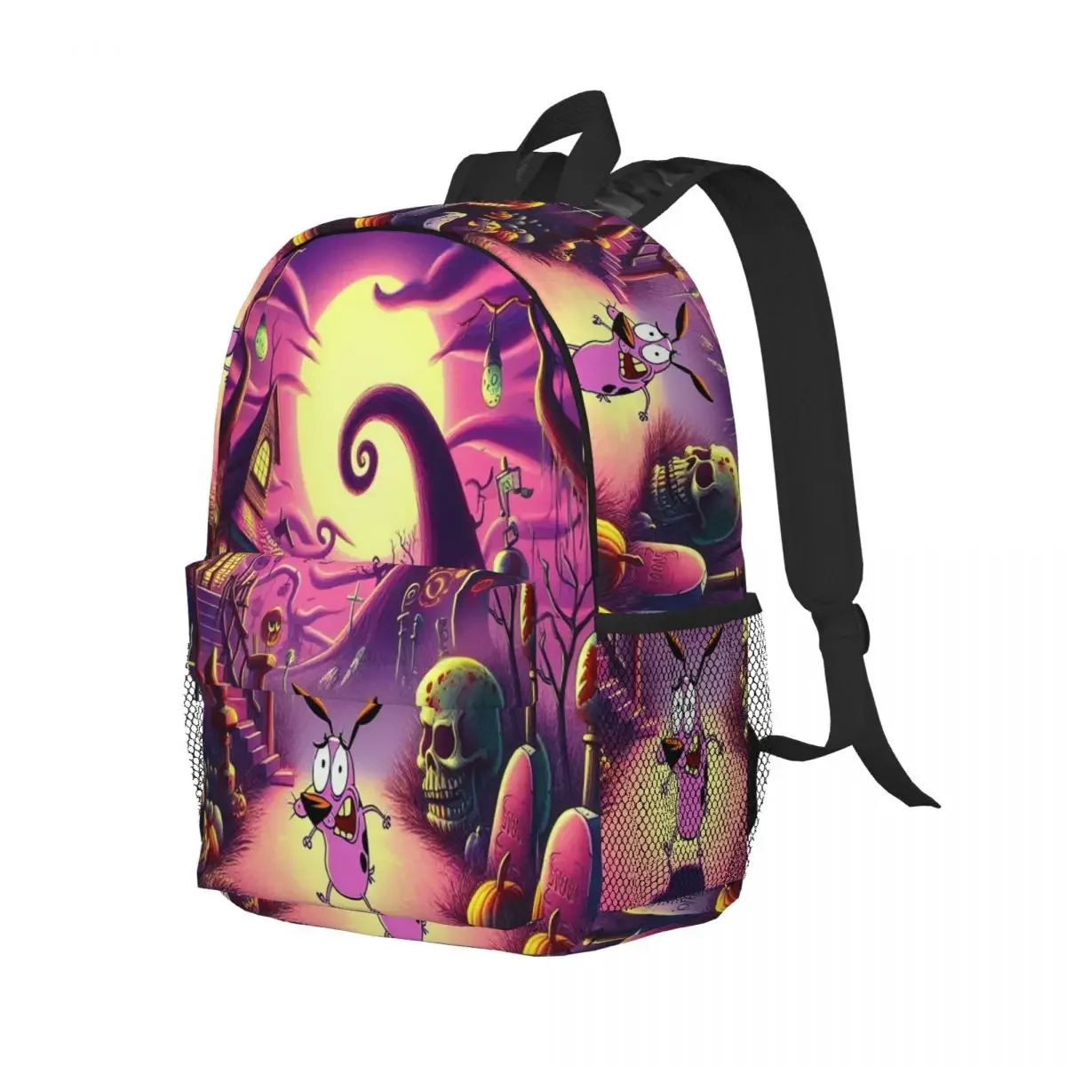 

Cowardly Dog C-Courage-S Cartoon Backpack Student Boys Girls BookBag Children School Bag Computer Shoulder Bags for Men Women