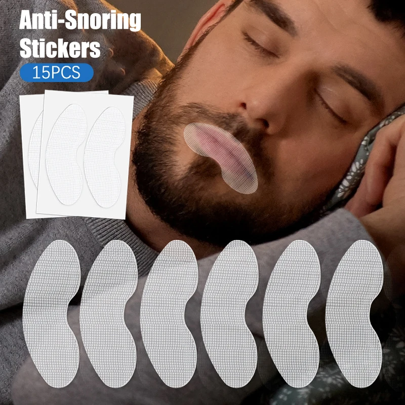 【15Pcs Anti-Snoring Stickers For Children Adult Night Sleep Lip Nose Breathing Improving Patch Mouth Correction Sticker Tape】