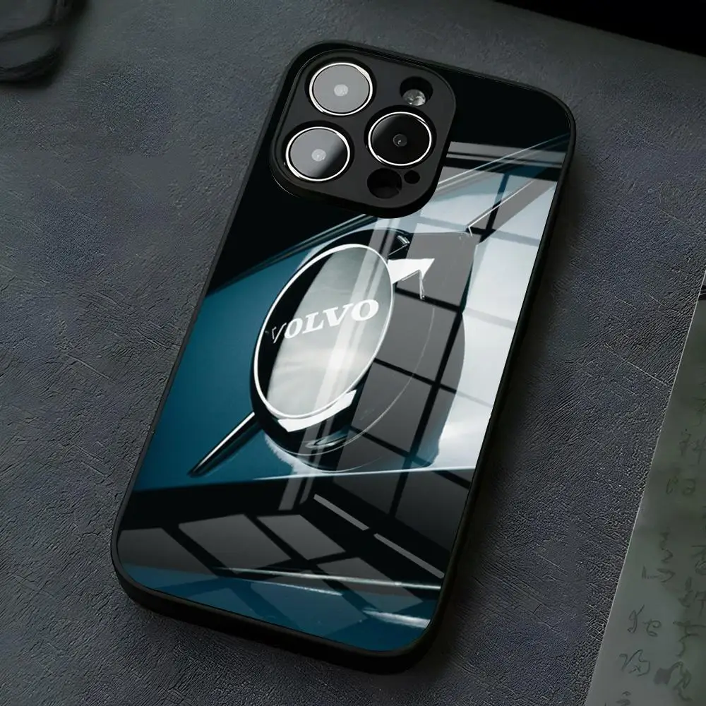 Coole V-VolvoES Logo Handyhülle für iPhone 17 Pro Max 16 15 14 Pro Max 13 11 X Xs Xr 8 7Plus Glasabdeckung – Detail 13