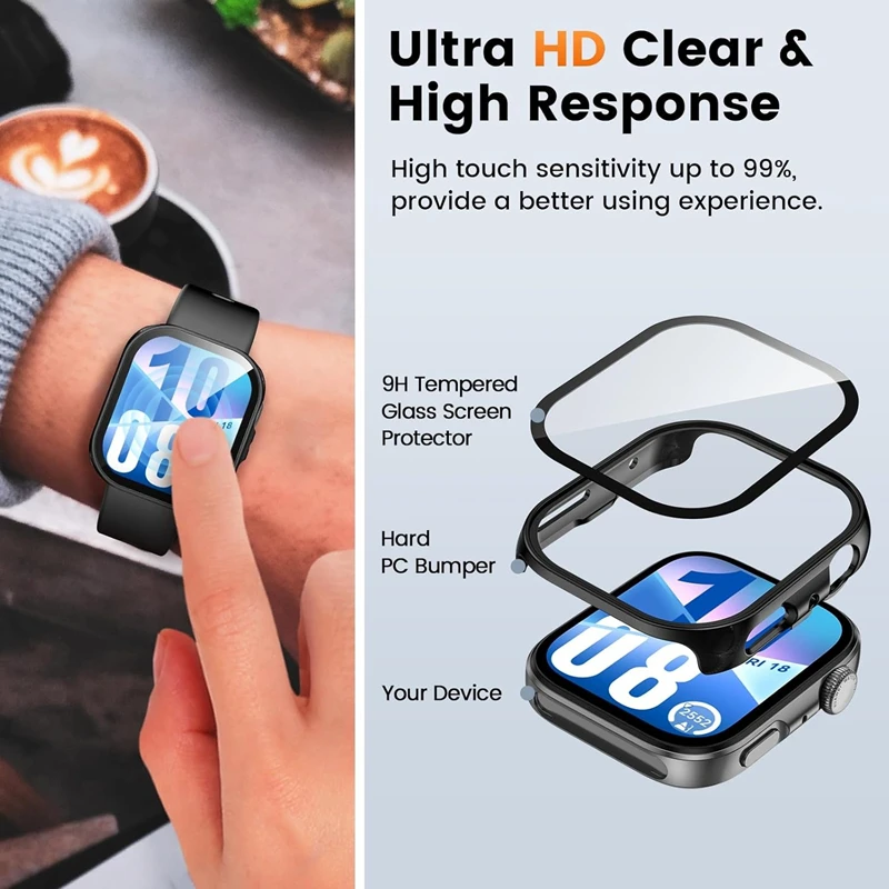 Gehärtetes Glas + Hülle für Huawei Watch Fit 3/4/4 Pro Displayschutzfolie Rahmen Stoßstangenabdeckung für Huawei Watch Fit Serie 3 4 4Pro Hülle