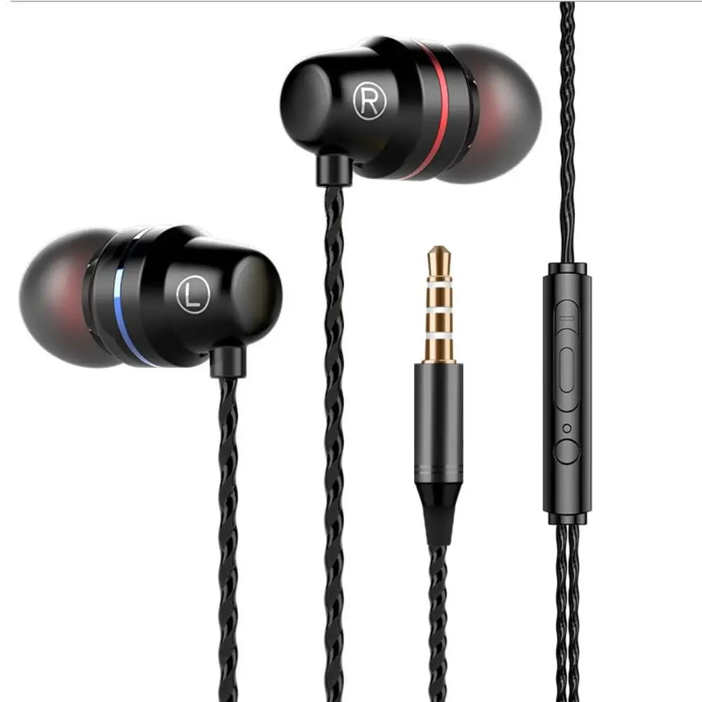Portable 3.5mm In-ear Headphones Stereo in Ear Wired Headset Noise Canceling High Definition Music Earphones