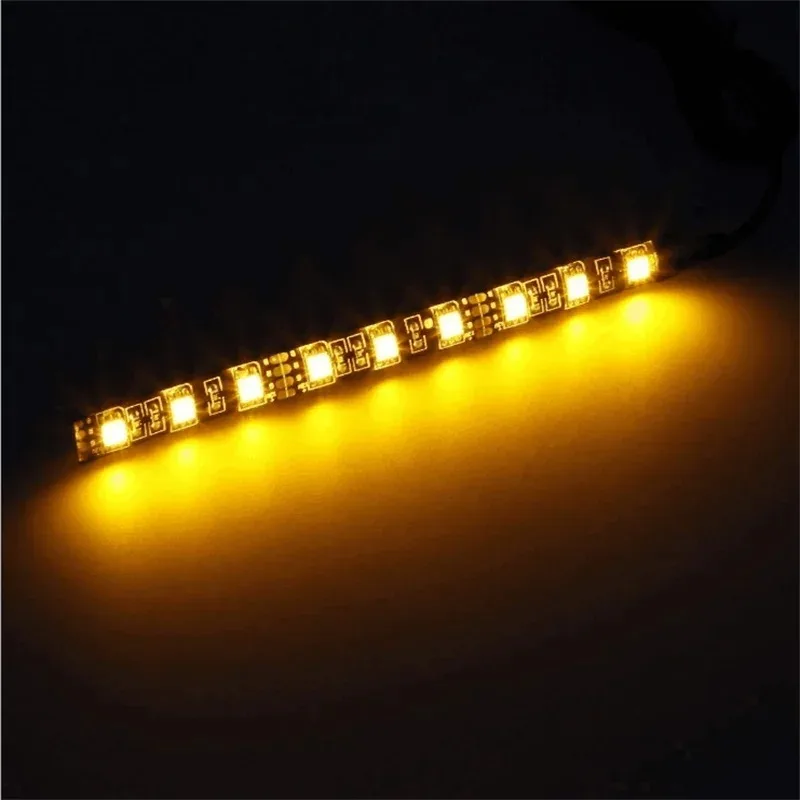 محرك إشارة الانعطاف LED العالمي للدراجات النارية مُعاد تركيبه 15 سم 9 أضواء مصباح لوحة الترخيص، 5050 غراء، كهرمان ضوء مقاوم للماء