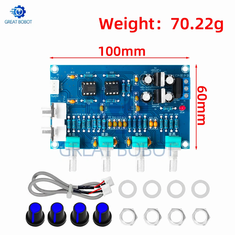 XH-M164 NE5532 Stereo Pre-amp Preamplifier Tone Board Audio 4 Channels Amplifier Module 4CH Control Circuit Telephone Preamp
