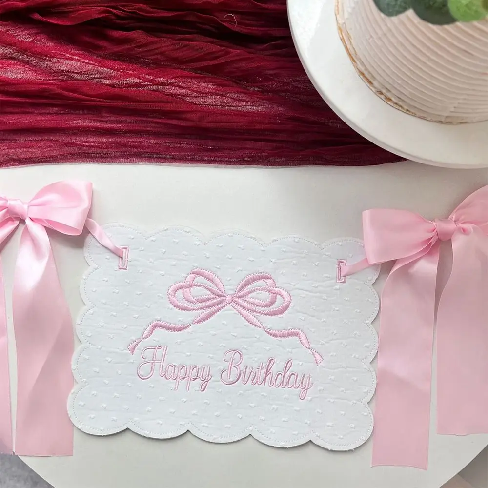 Bowknot One-Year-Old Birthday Cap Embroidery Lace Edge First Birthday Garland Pink Blue Ball Birthday Hat First Birthday
