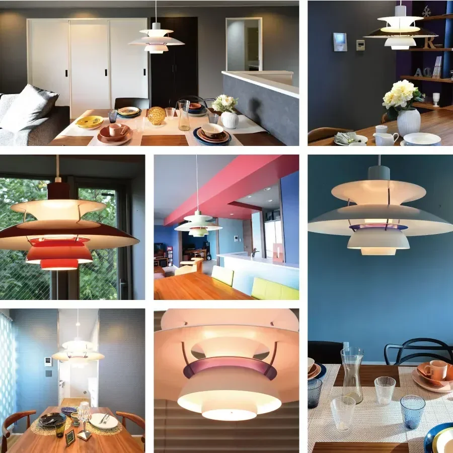 Danish Design Iron Pendant Light E27 LED Chandelier Nordic Colorful Umbrella Lamp Dinning Table Ceiling Decor Kitchen Droplight