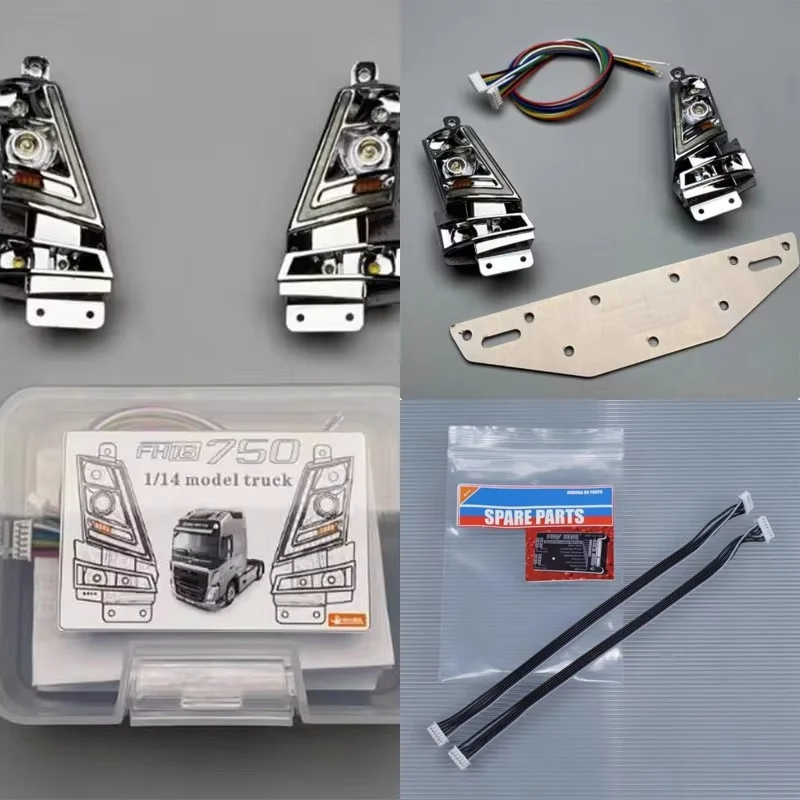 

1 Pair 1:14th Scale LED Running Water Headlights Upgrade Light for Tamiya RC Truck Tipper VOLVO FH16 750 56360 56362 Car Parts