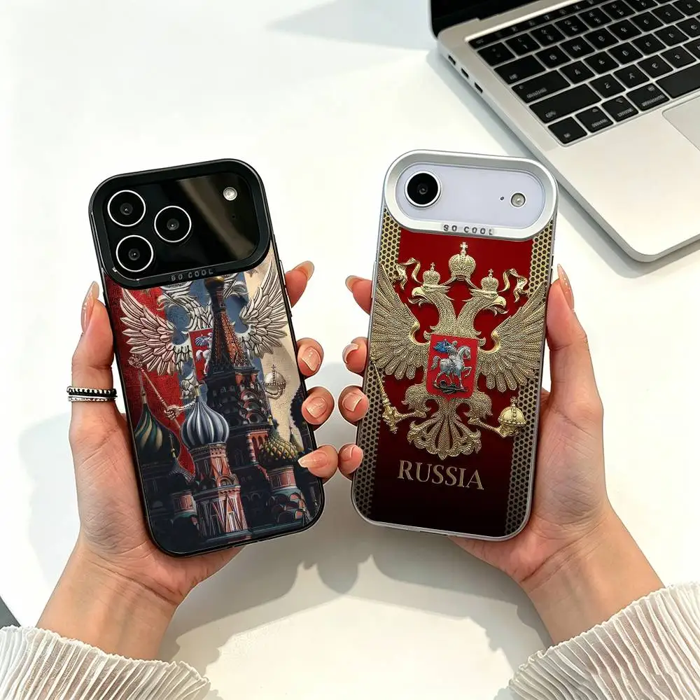 

Russia Flag pattern Phone Case For iPhone 17,16,15,14,13,12,11 Plus,Pro Max,XS,White Silver phone case