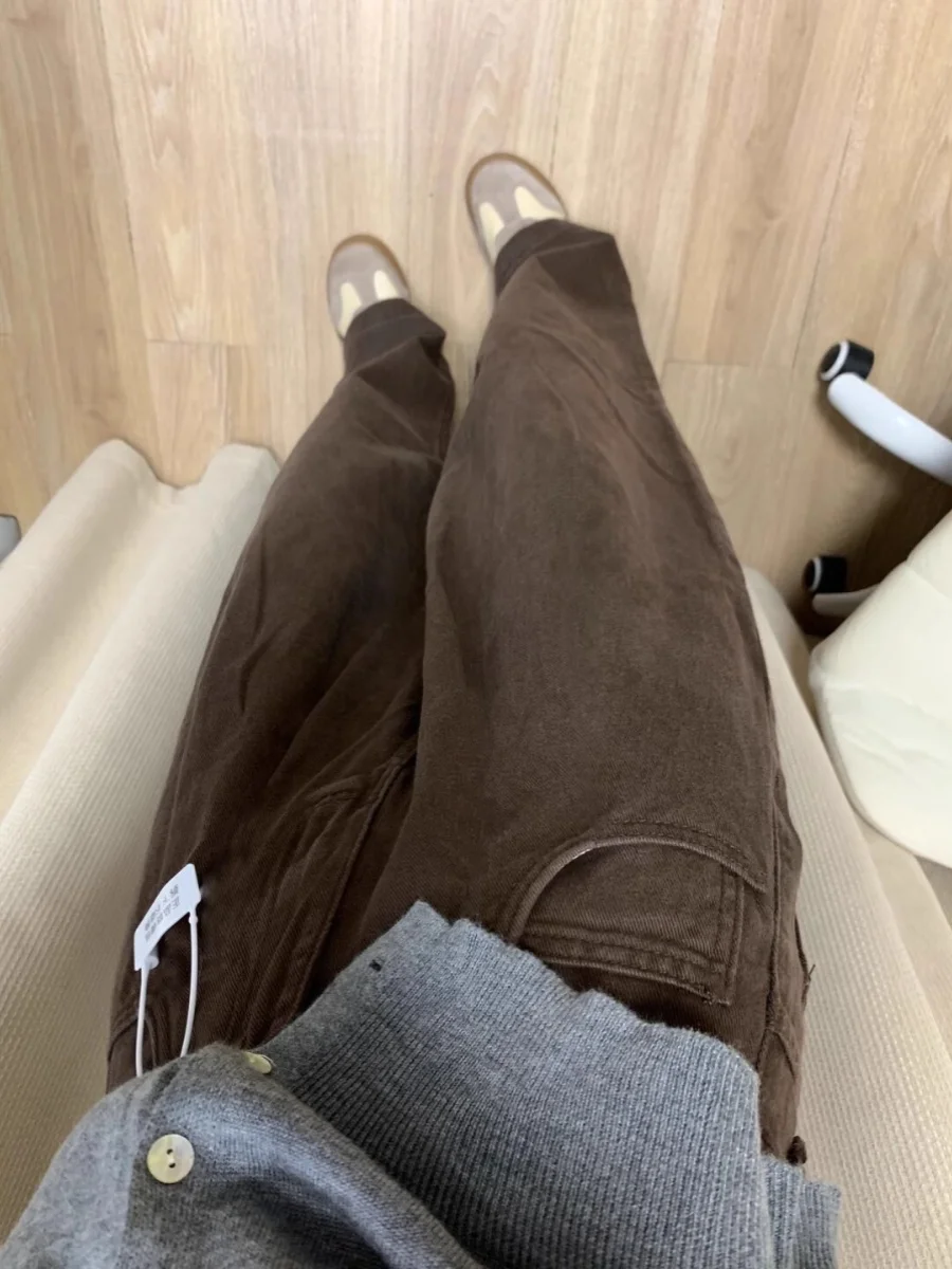 بنطلون جينز نسائي عالي الخصر وواسع الساق كاجوال مستقيم من قماش الدنيم للخريف والشتاء فضفاض مناسب بطول الأرض للأشخاص القصيرين