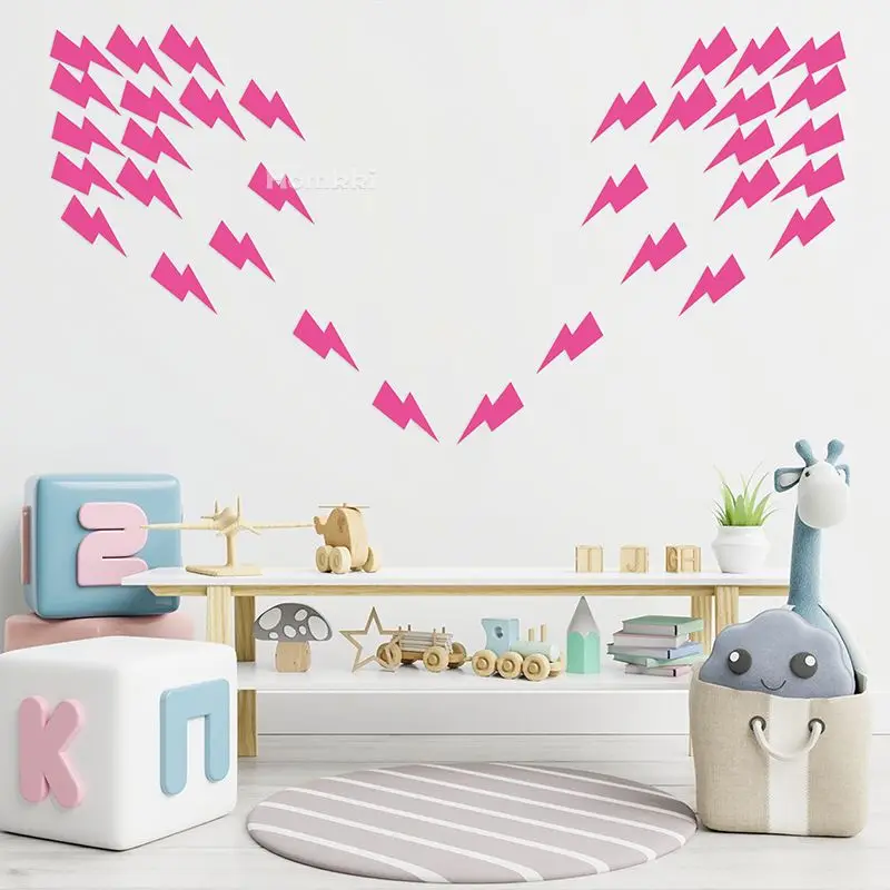 96Pcs Lightning Bolt Art Wall Decals Preppy DIY Vinyl Sticker For Kids Room Nursery Bedroom Home Decor Adhesive Wallpaper Poster