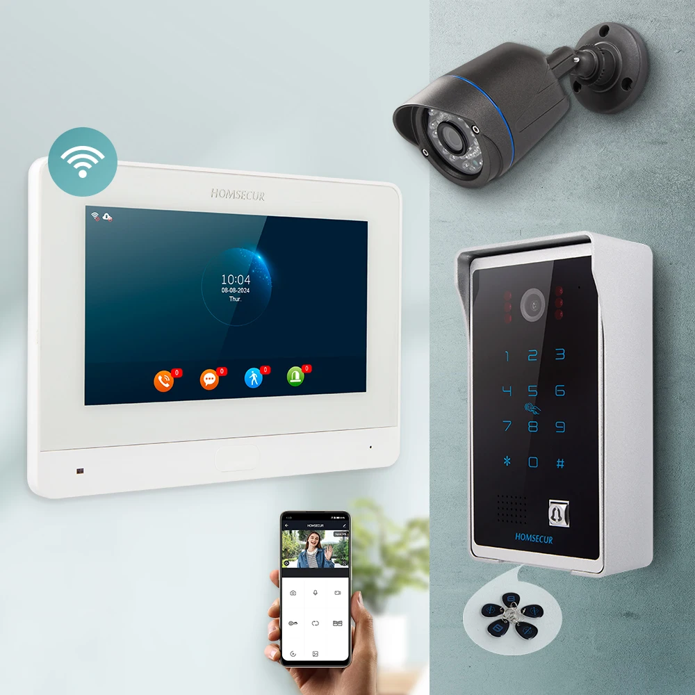 HOMSECUR Waterproof WIFI HD Video Door Phone Intercom Doorbell Password Access with CCTV Camera 1C1M