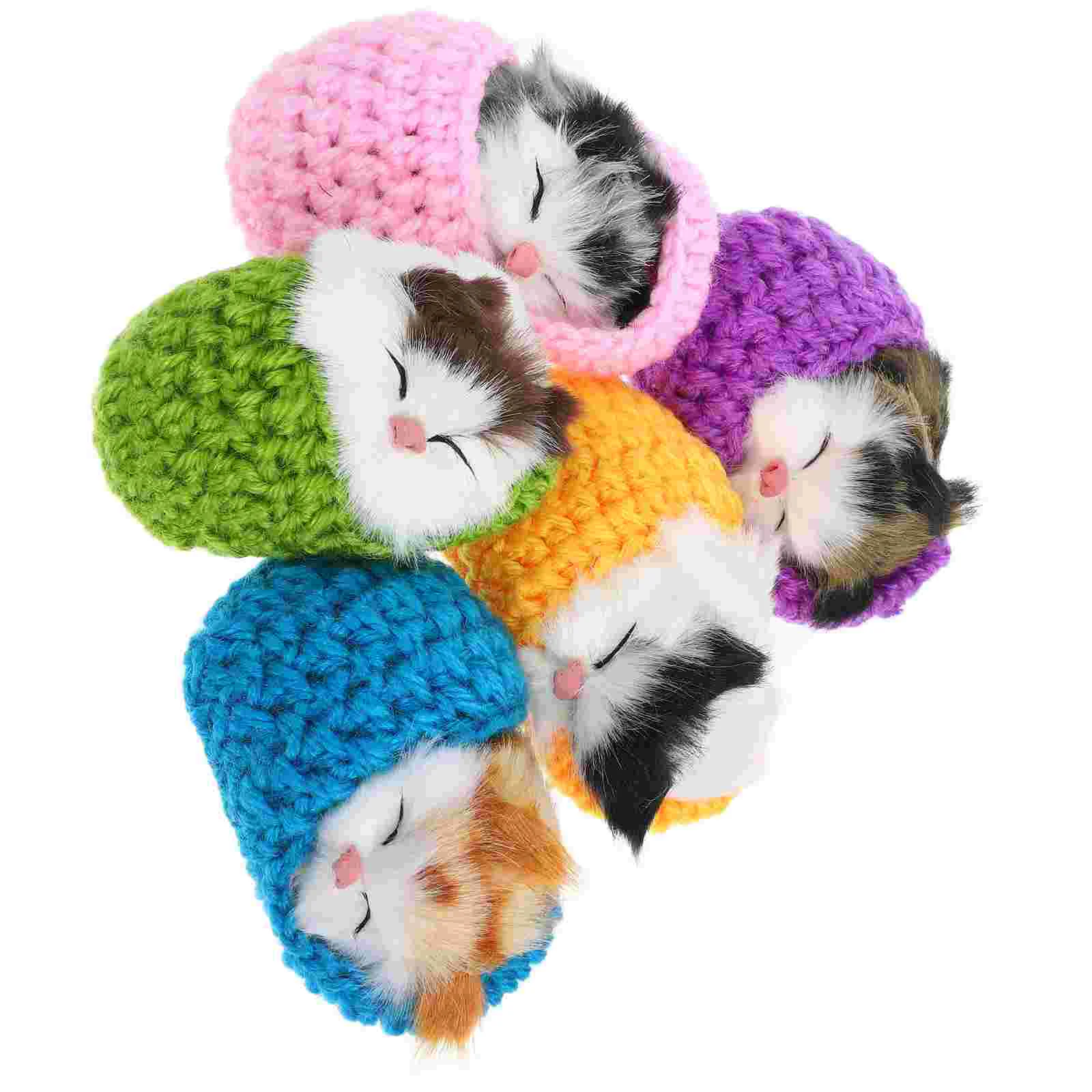 5 Pcs Slipper Nap Cat Miniature Model Toys for Kids Baby Yarn Fiber Artificial Cats Child