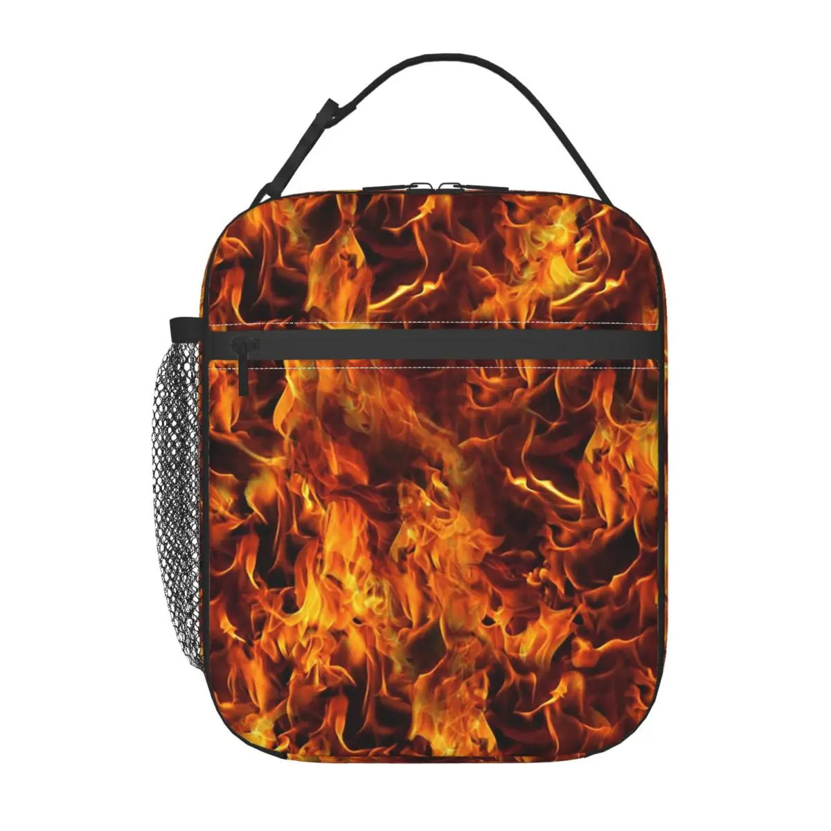 Fire And Flames Pattern Insulated Lunch Bag for Women Kids Portable Food Boxes Thermal Lunch Box Tote