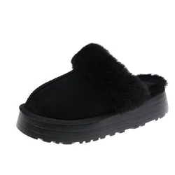 Platform Women Natural Sheepskin Home Slipper Winter Women Indoor Slippers Fur Slippers Wool Flip Flops Slipper Lady Home Shoes